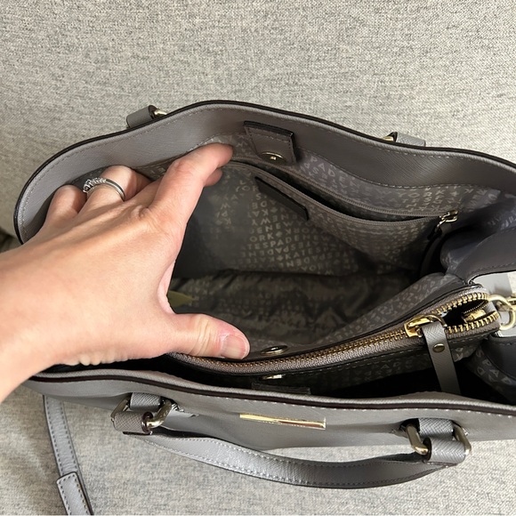 Kate Spade Laurel Way Grey Evangelie Satchel Tote Crossbody - Picture 9 of 11